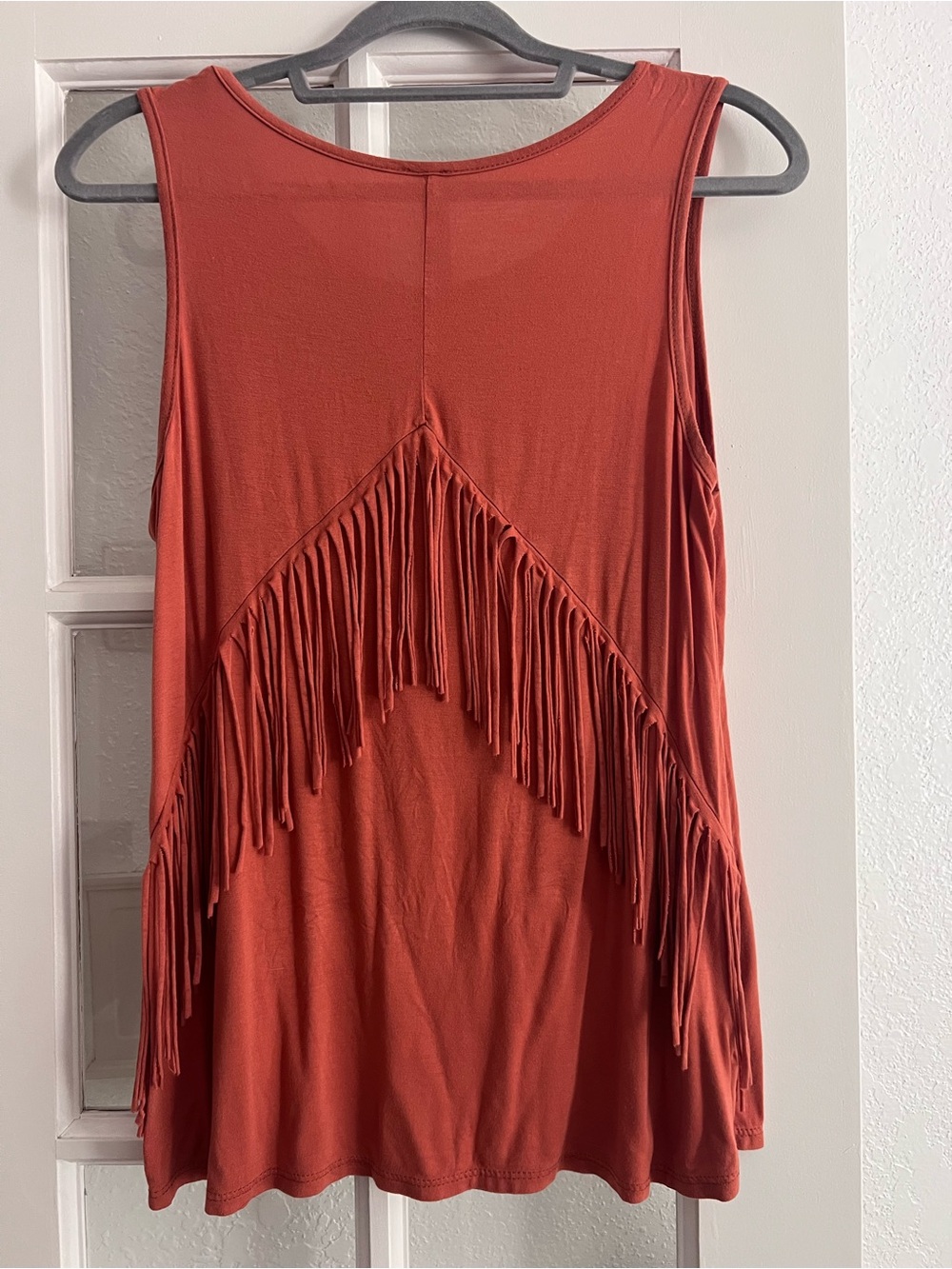 Rust Fringe Sleeveless Dress - Women's